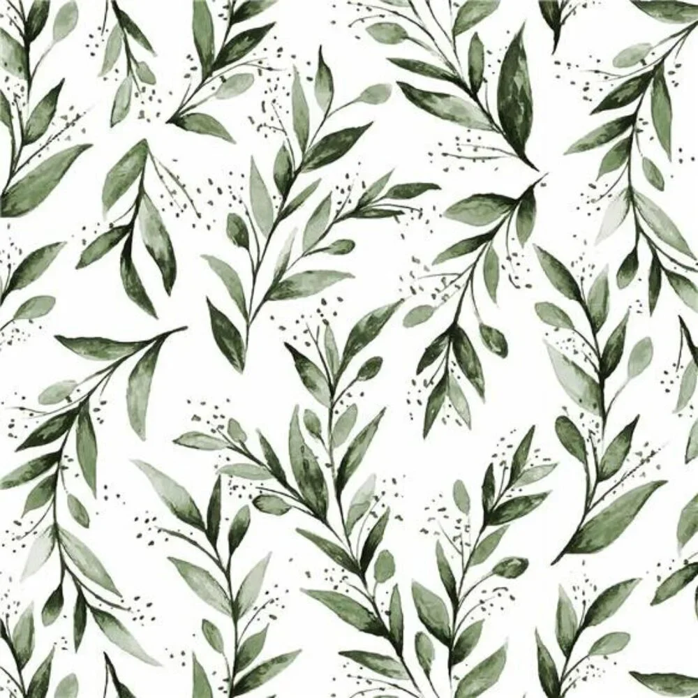 Leaf Peel and Stick Wallpaper Green Olive Branch Vinyl Modern Farmhouse Decor